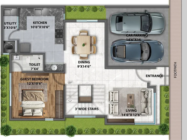 HPR Avani West villa - Ground floor floor plan