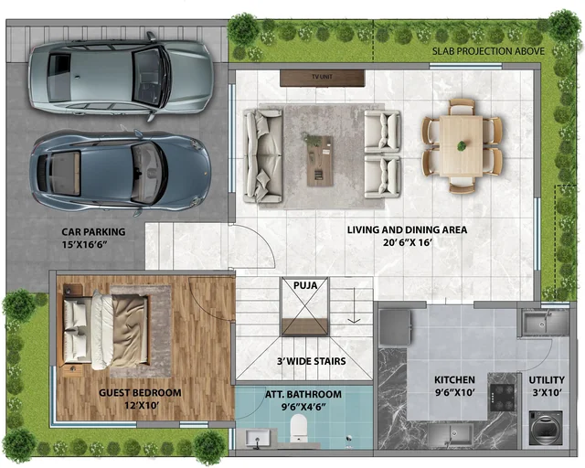 HPR Avani East villa - Ground floor floor plan